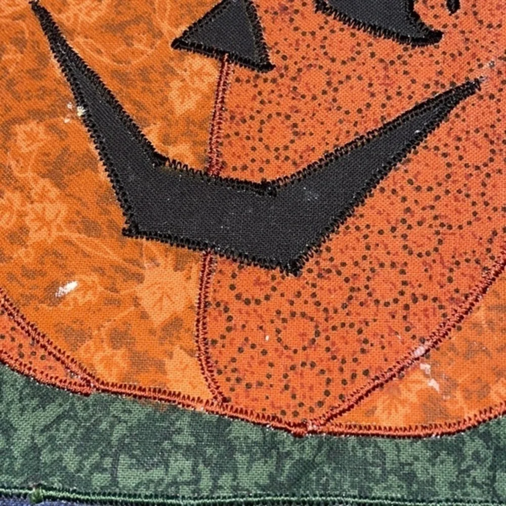4 Quilted Halloween Jack O Lantern Fabric Placemats Pumpkin Moon Stars 18” x 13”